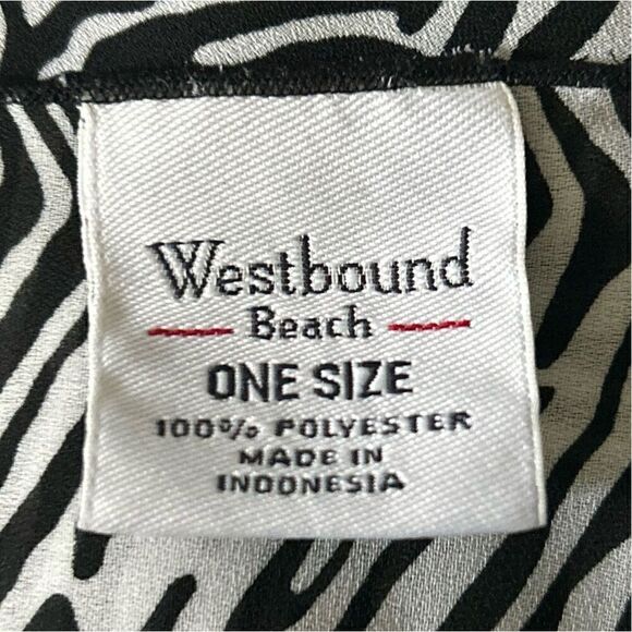 Westbound Beach Scarf Wrap Swim Cover-Up One Size Black & White Zebra Print - Picture 5 of 6